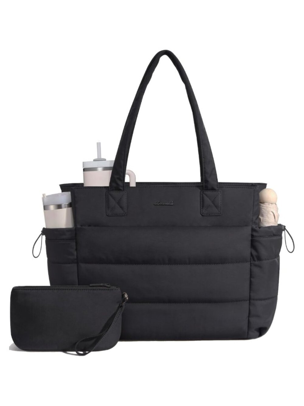 LOVEVOOK Lightweight Tote Bag for Women with Tumbler Pocket, Puffer Travel